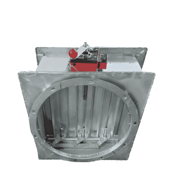 Square to round flanged fire damper